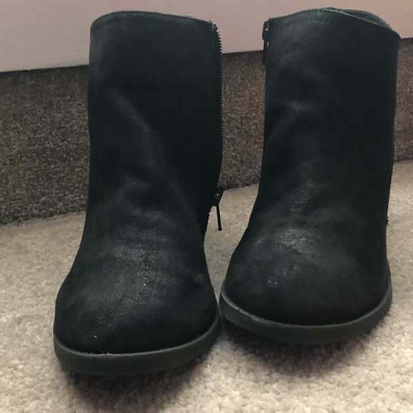 Black, suede look, low rise 3” heel boots w/zipper - Picture 8 of 8